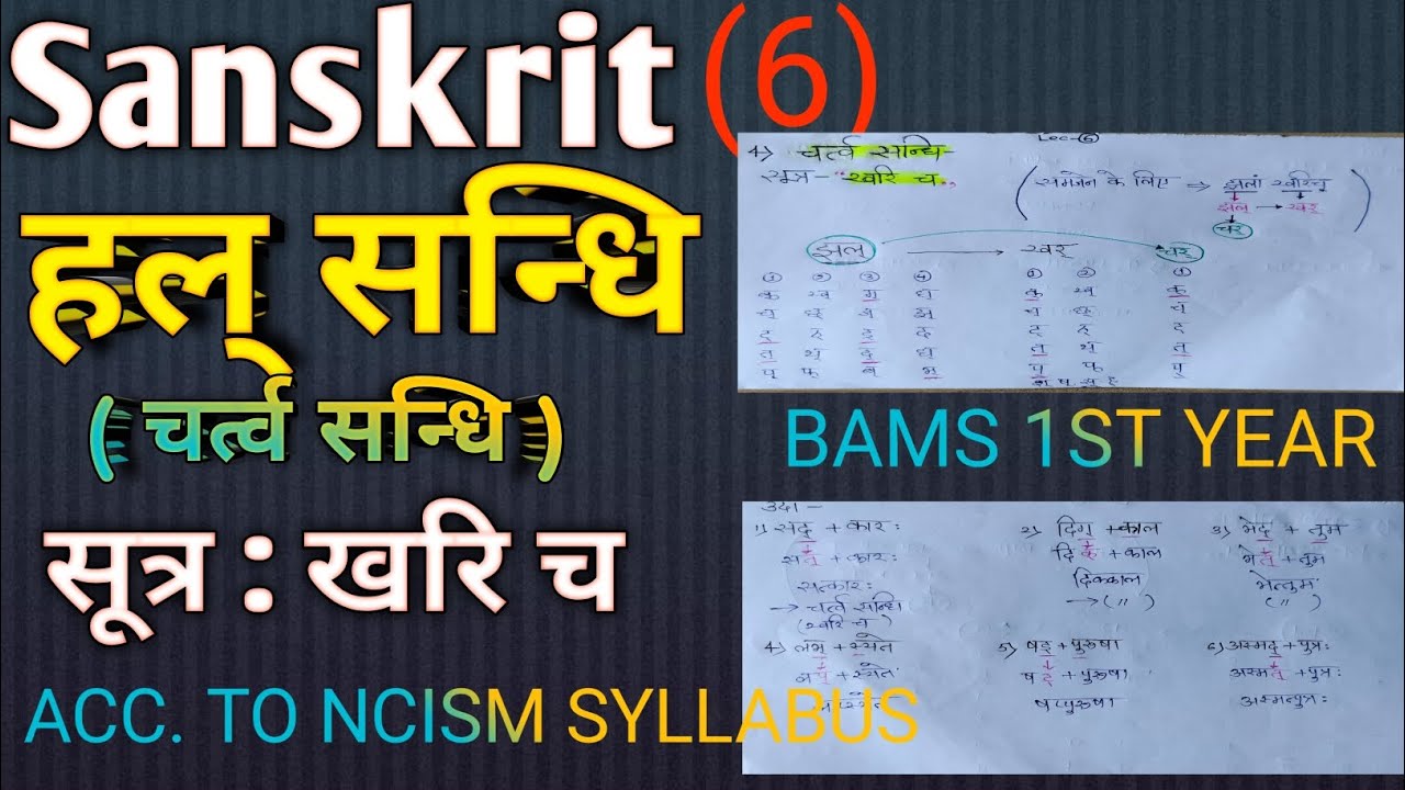 Chartva Sandhi | चर्त्व सन्धि | खरि च | Hal Sandhi | Vyanjan Sandhi |Bams 1st Year Sanskrit Vyakaran