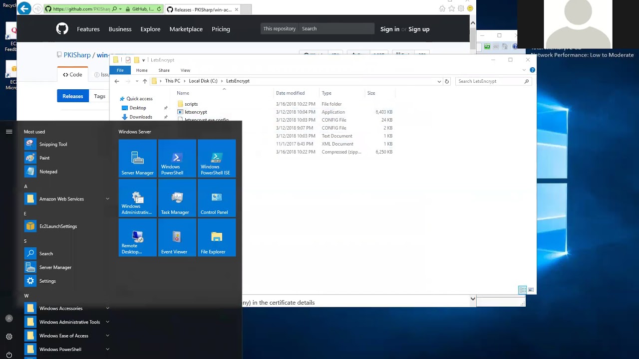 Lets Encrypt Demo for Windows + creating self signed certificate in IIS