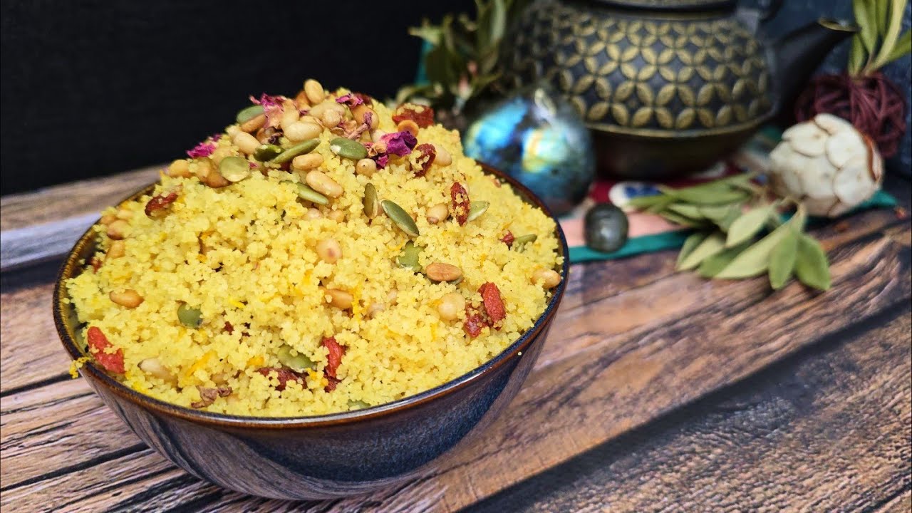 Zesty Orange Couscous with Toasted Pine Nuts & Goji Berries