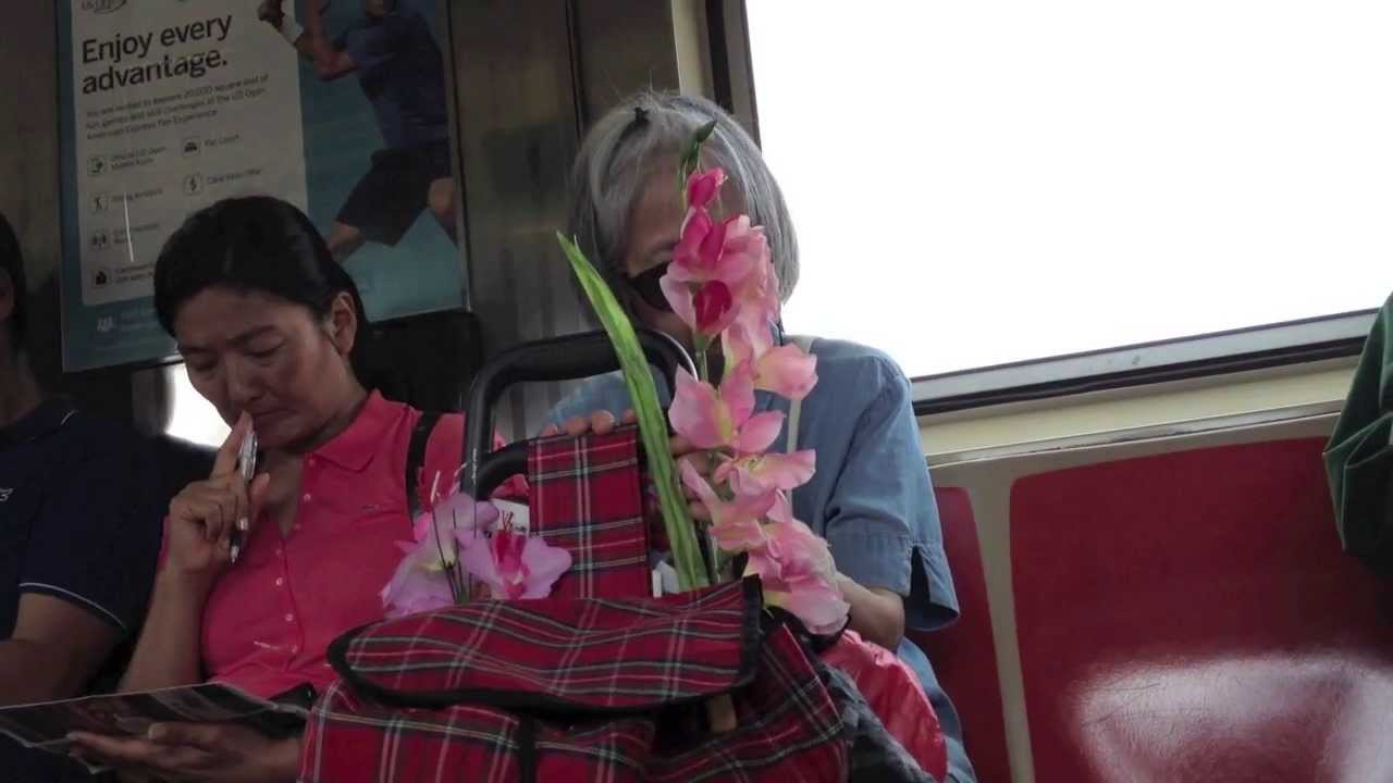 Lady Falling Asleep on Someone on the New York Metro - Funny