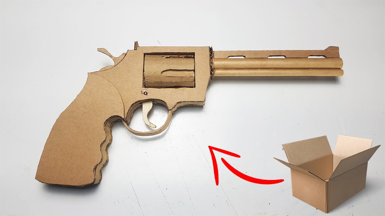 Como Fazer um Revolver de Papelão que Atira - Cardboard Gun Toy
