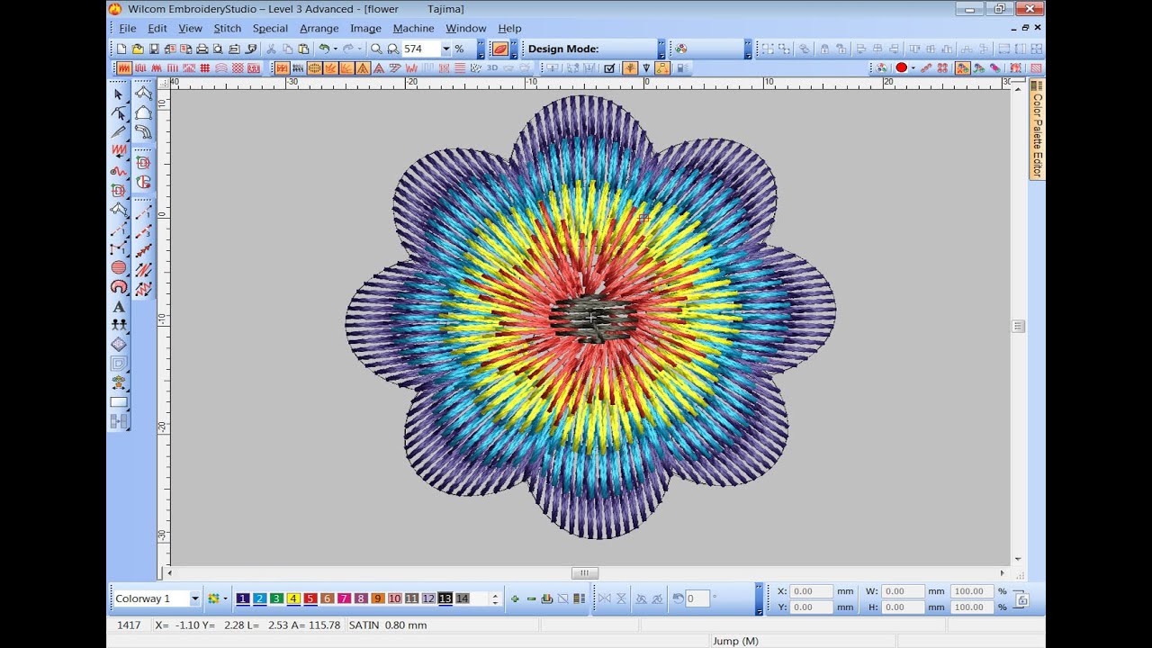 How to Digitize Flower Embroidery Design  Wilcom e2 and e3 ?