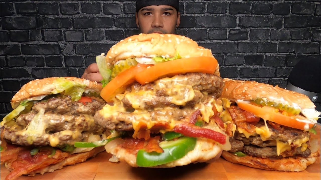 (ASMR) FIVE GUYS TRIPLE BACON CHEESE BURGERS ALL THE WAY MUKBANG