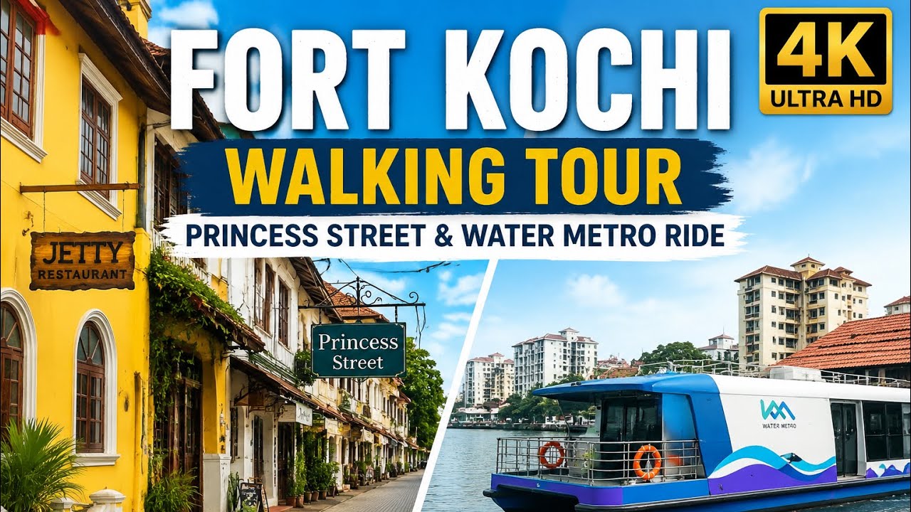 Fort Kochi Walking Tour in 4K | Princess Street & Water Metro Ride | Kochi, Kerala