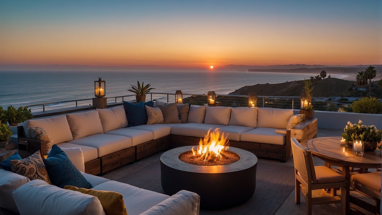 Ocean Wave Sounds For Deep Sleep & Tinnitus Relief: Sunset From a Southern California Rooftop