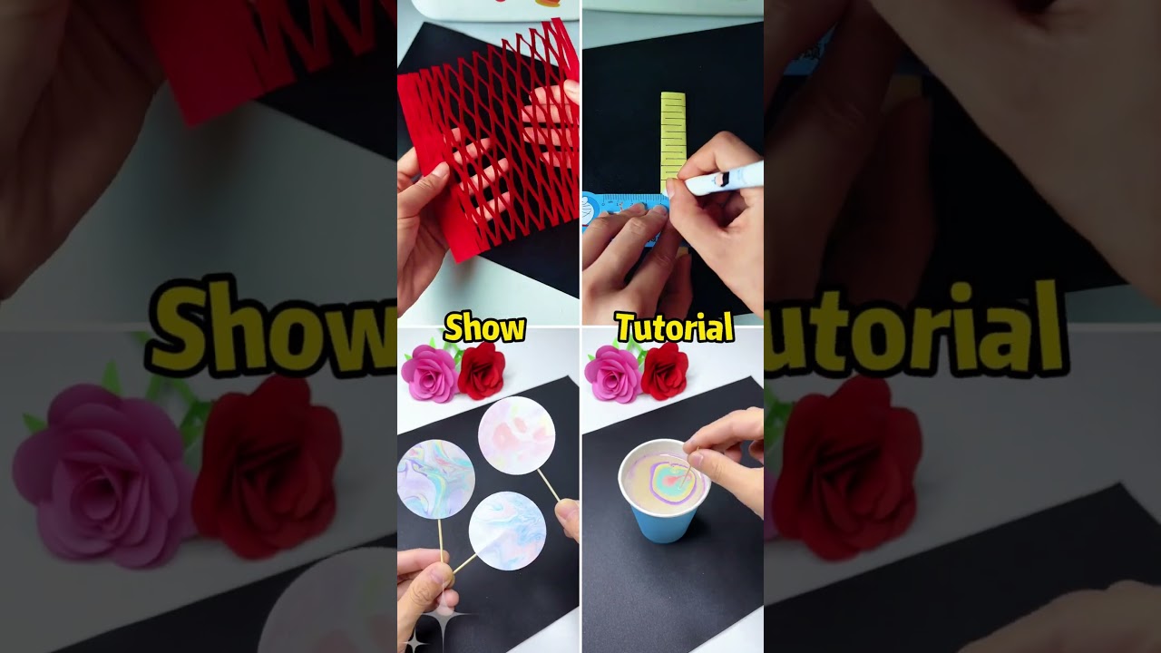 Interesting little craft! Flowing color fan and honeycomb paper#craft#diy #easycrafts #kidscrafts