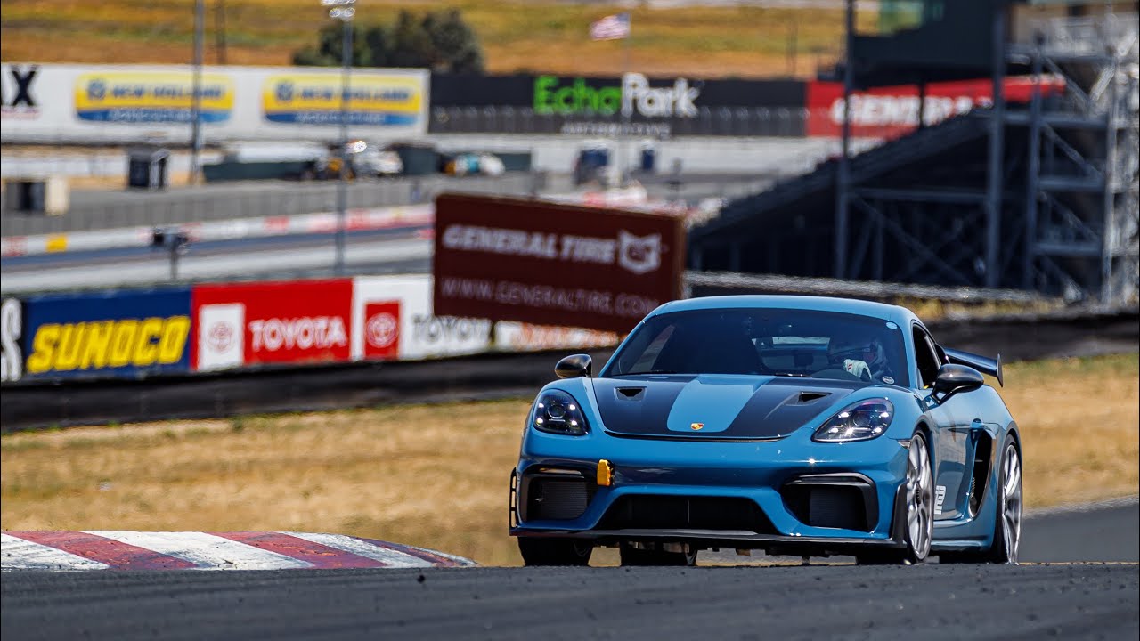 Porsche 718 Cayman GT4RS chasing a Lamborghini Super Trofeo | Sonoma Raceway