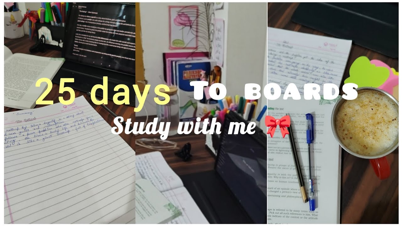 25 days left in boards ☕|| study vlog 📖|| study with me 🎀✨|| last 30 days of boards 