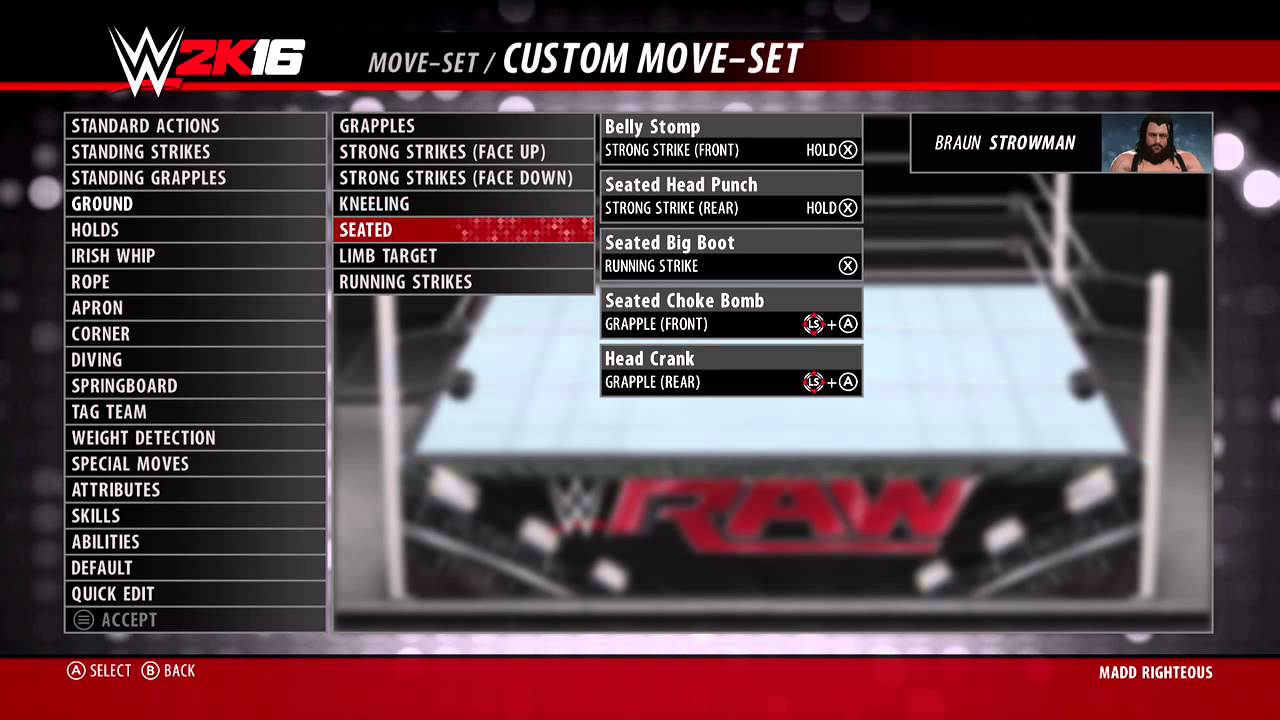 WWE 2K16 Braun Strowman Moveset