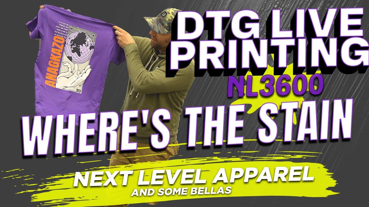 Live Printing Next Level 3600 DTG, Pretreatment, no more staining, discoloration, burning