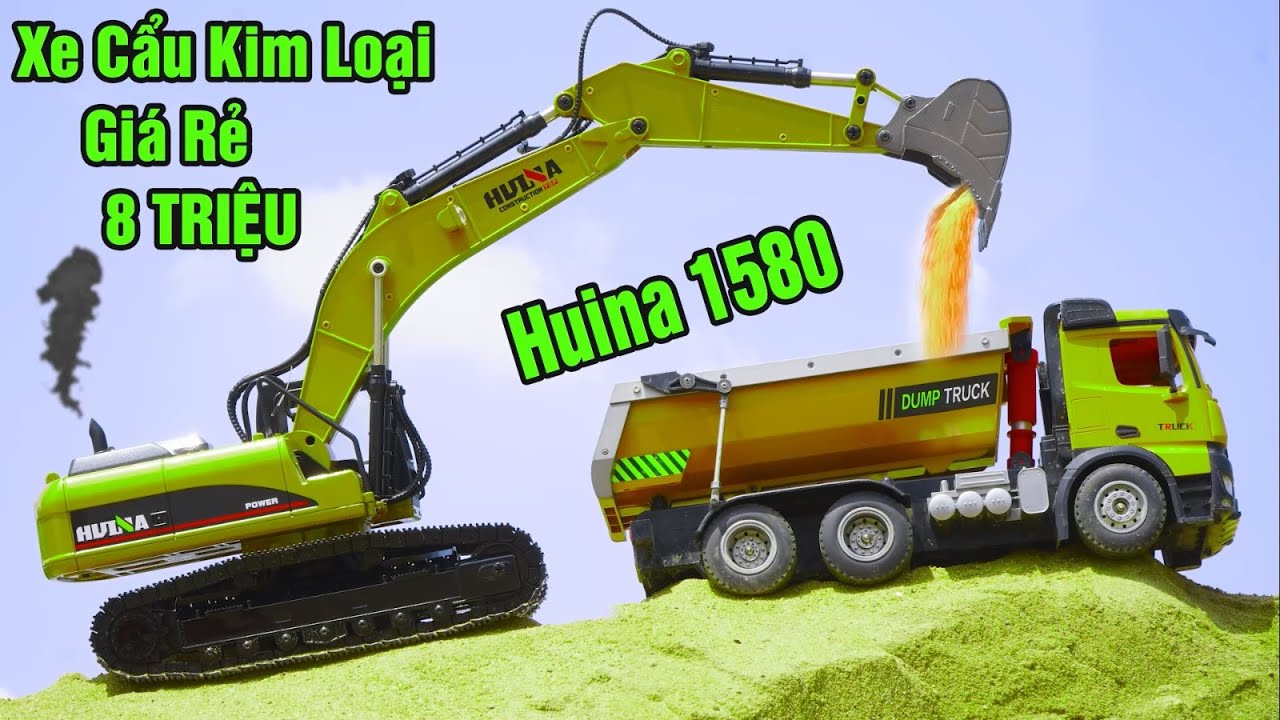 Máy Xúc Huina 1580 / Xe Cẩu Điều Khiển Từ Xa , Xe Múc Cát / Xe Tải Chở Đất , Ô Tô Đồ Chơi
