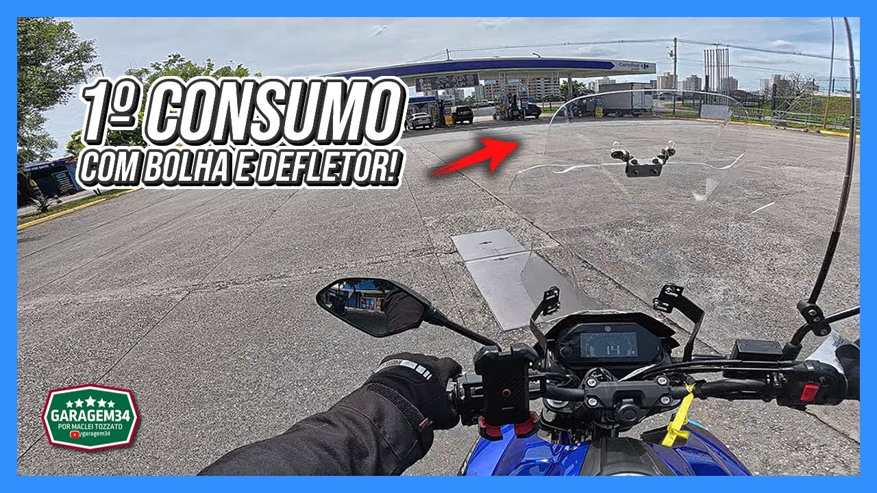 PRIMEIRA MÉDIA DE CONSUMO COM A BOLHA E DEFLETOR INSTALADOS NA FZ25