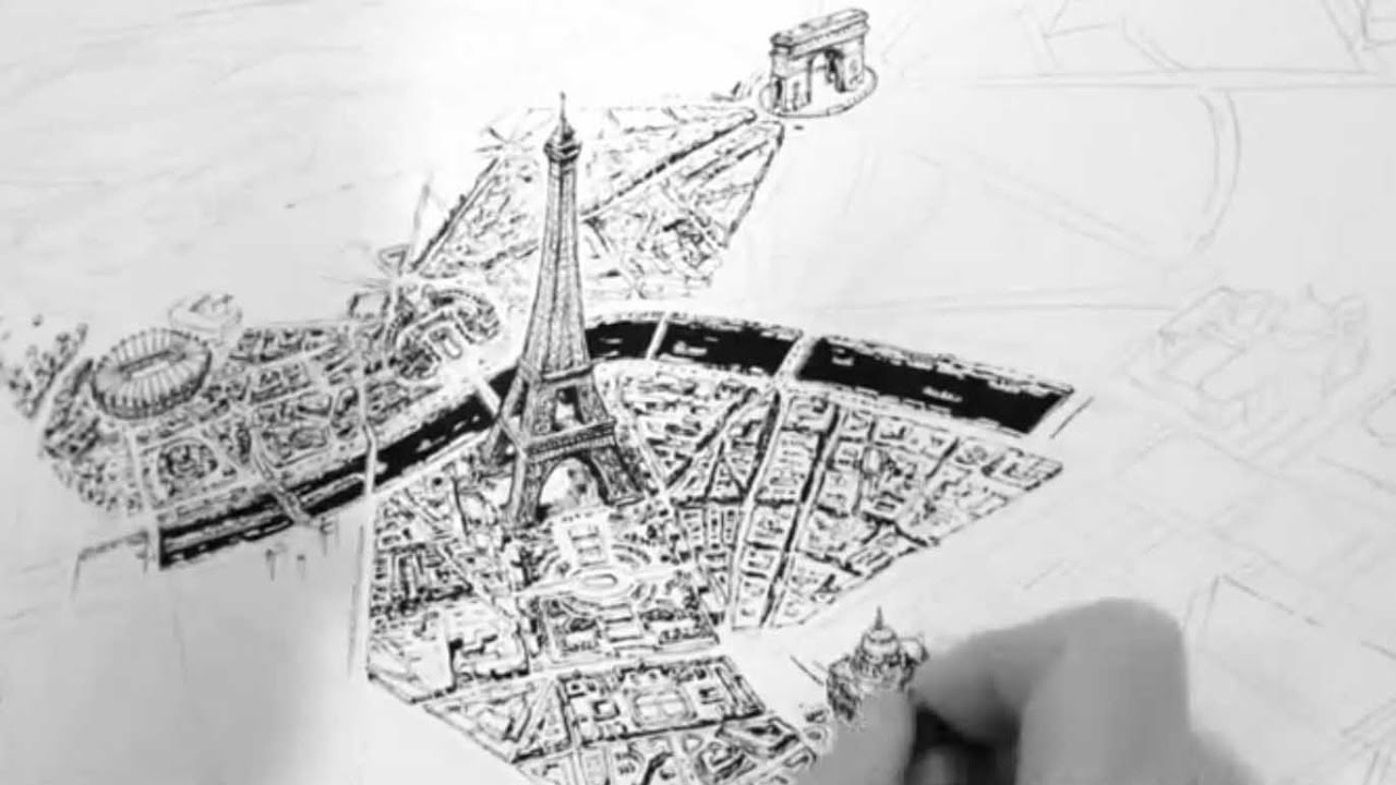 Artist draws map of Paris