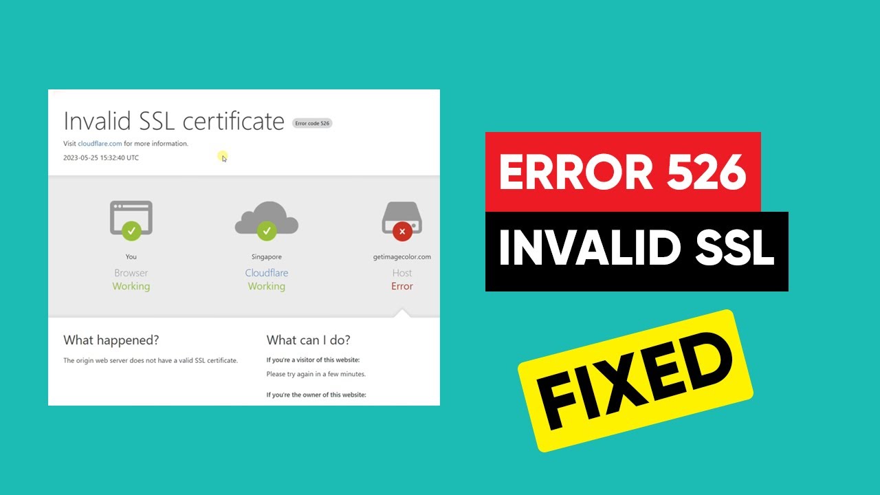 Invalid SSL Certificate Error Code 526 | Cloudflare (100% Fixed)