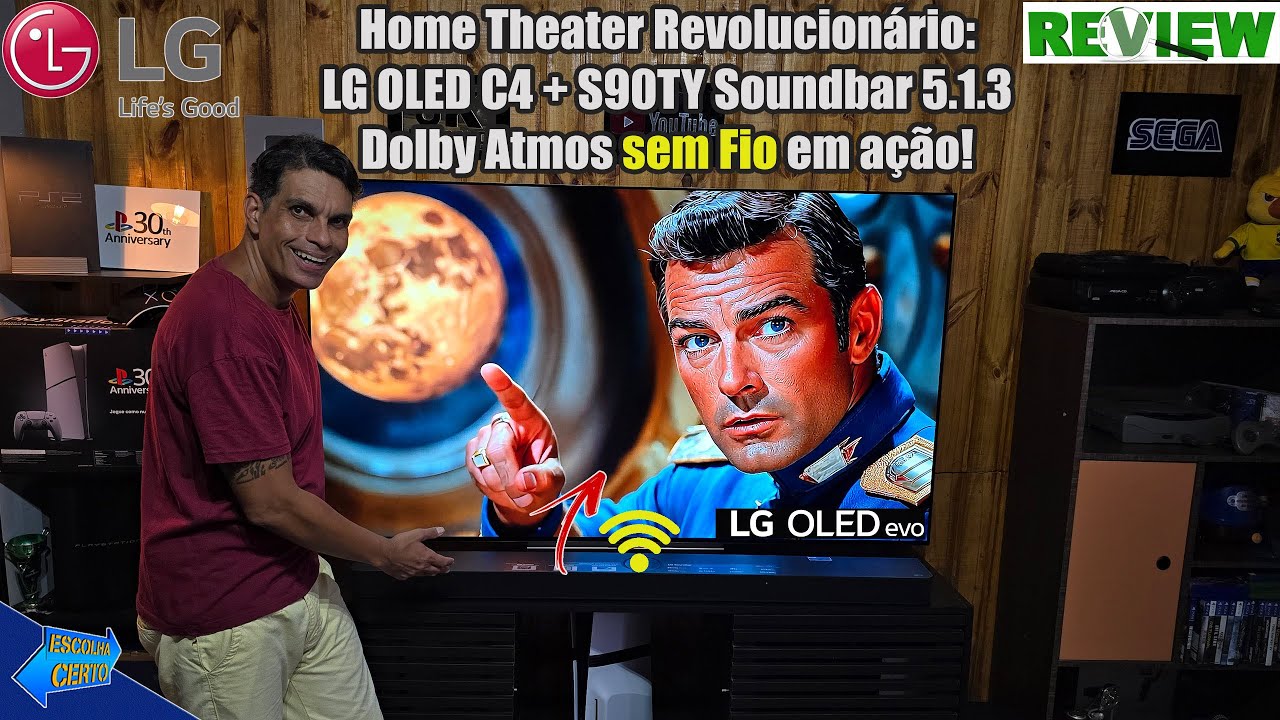 Isso Muda Tudo LG OLED C4 + S90TY Soundbar Dolby Atmos sem Fio em ação!