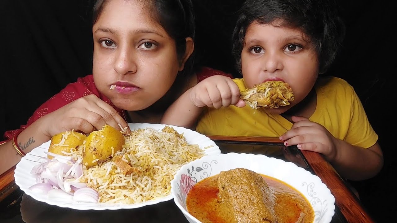 Eating Show - Chicken Biriyani With Chicken Chaap #eatingshow