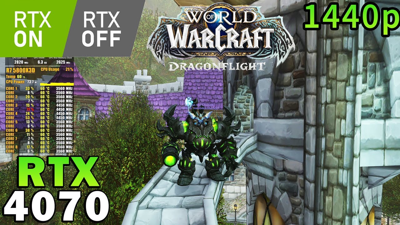 World of Warcraft Dragonflight | RTX 4070 | R7 5800X3D | Ray Tracing ON & OFF | Max Settings | 1440p