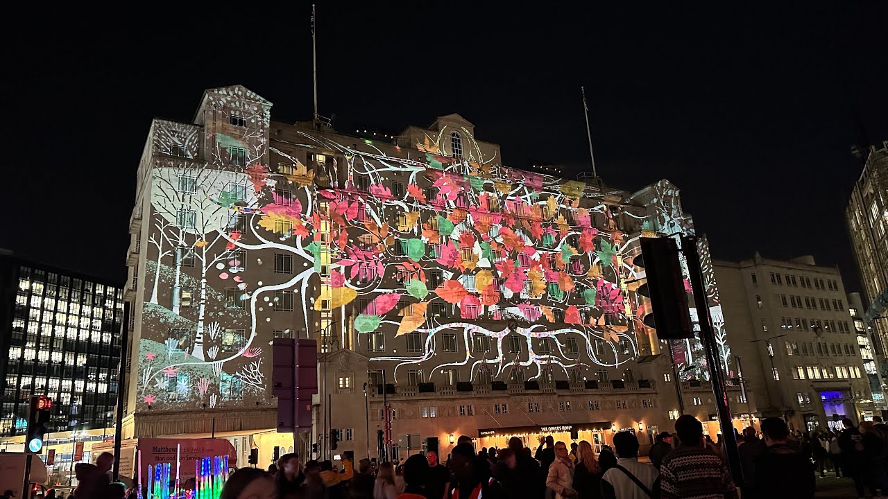 Queens Hotel Projection Light Night Leeds 2023