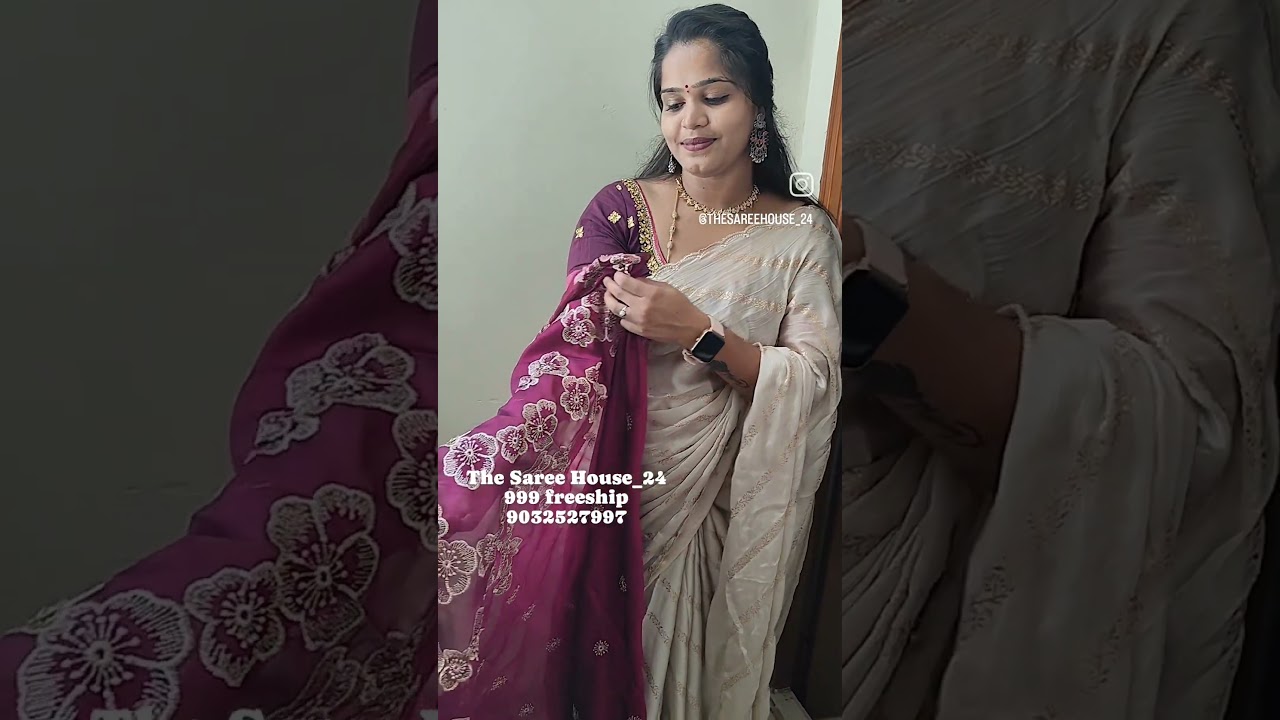 beautiful fancy silk flowy saree with contrast heavy designer blouse..cost 999 freeship ..9032527997
