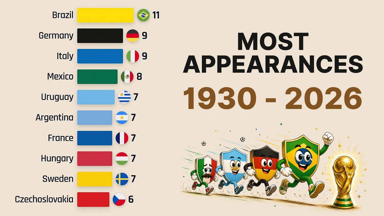 Nations with the Most FIFA World Cup Appearances | 1930&ndash;2026