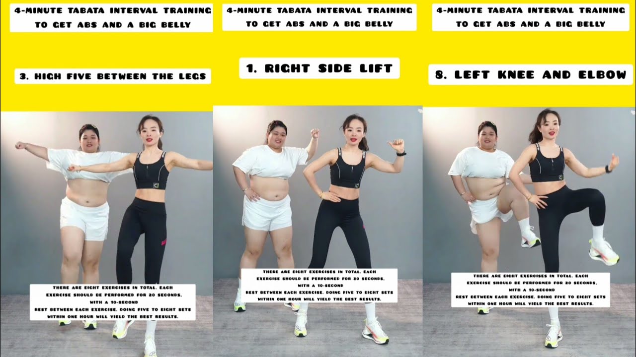 4-minute Tabata interval trainingTo get abs and a big belly#femalefitness #weightloss #weightlosstip