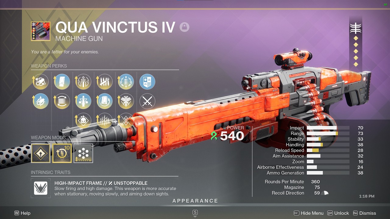 Destiny 2 - Qua Vinctus IV Shoots Forever