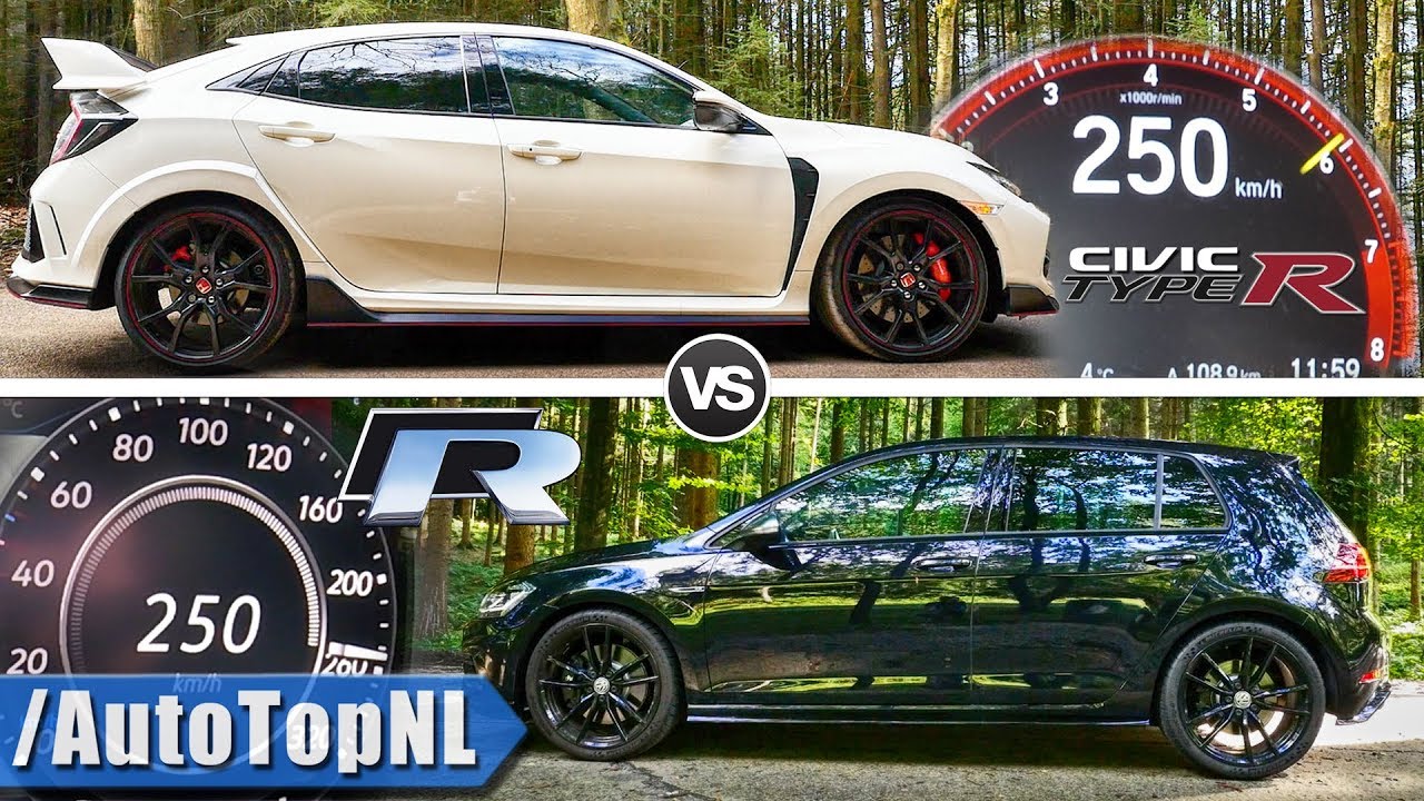VW Golf R 2018 vs 2018 Honda Civic Type R | 0-250km/h ACCELERATION TOP SPEED & SOUND by AutoTopNL