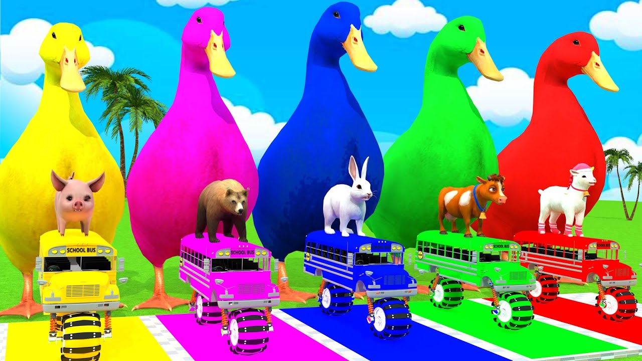 Long Slide Game With Cow Elephant Gorilla Hippopotamus Tiger 3d Animal Game Funny 3d Animals