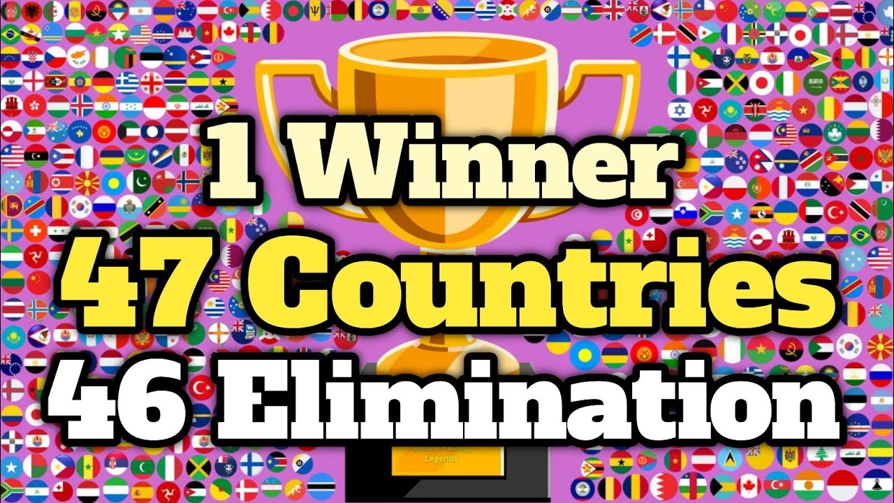 47 Countries & 46 Elimination Marble Race Tournament in Algodoo - World Marble Race