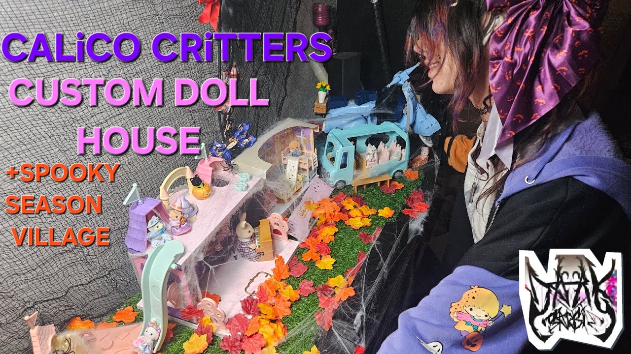 Calico Critters Custom Dollhouse + Spooky Season Decor