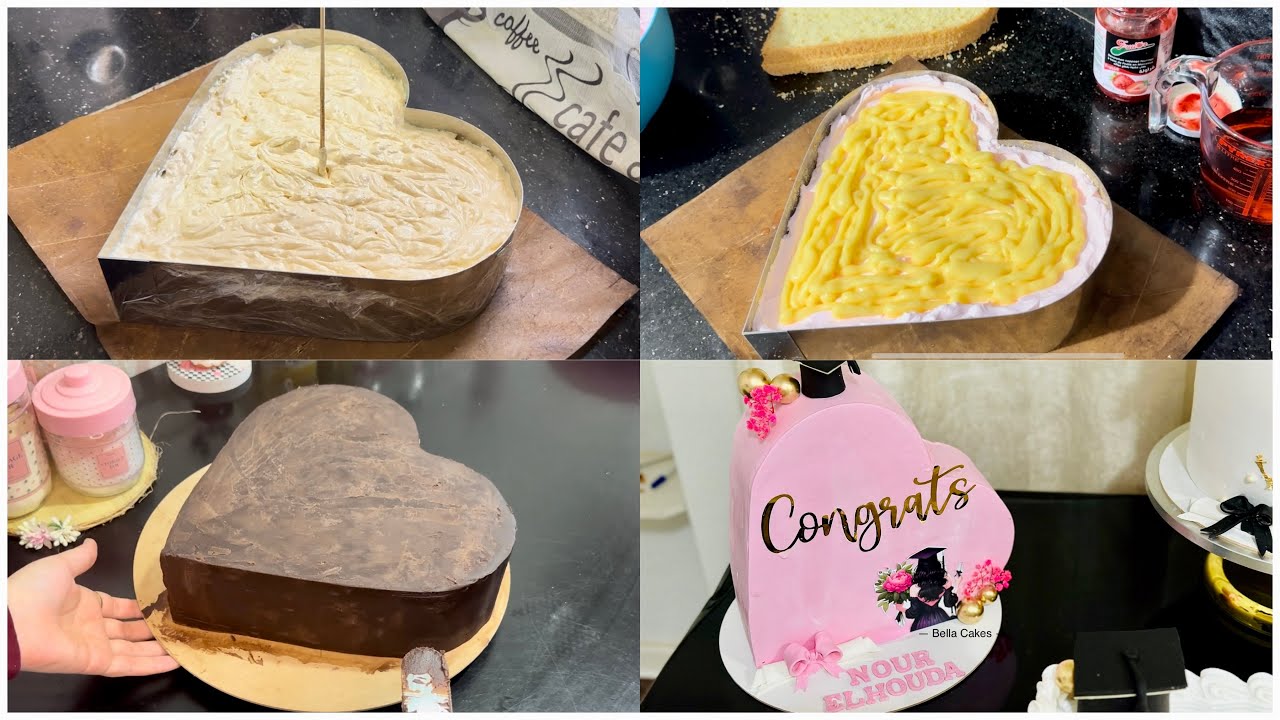 احترفي الكيك ديزاين🎂شكل القلب لي طلبتوه بزااف جينواز و حشو و تغليف بكل التفاصيل🍰