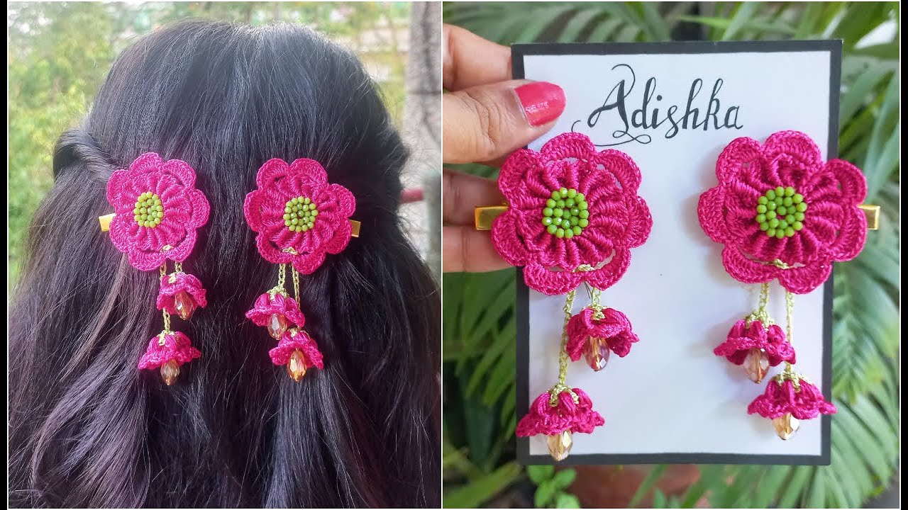 How to make a very beautiful pair of Crochet Flower Pattern Hair Clips | Easy Step by Step Tutorial
