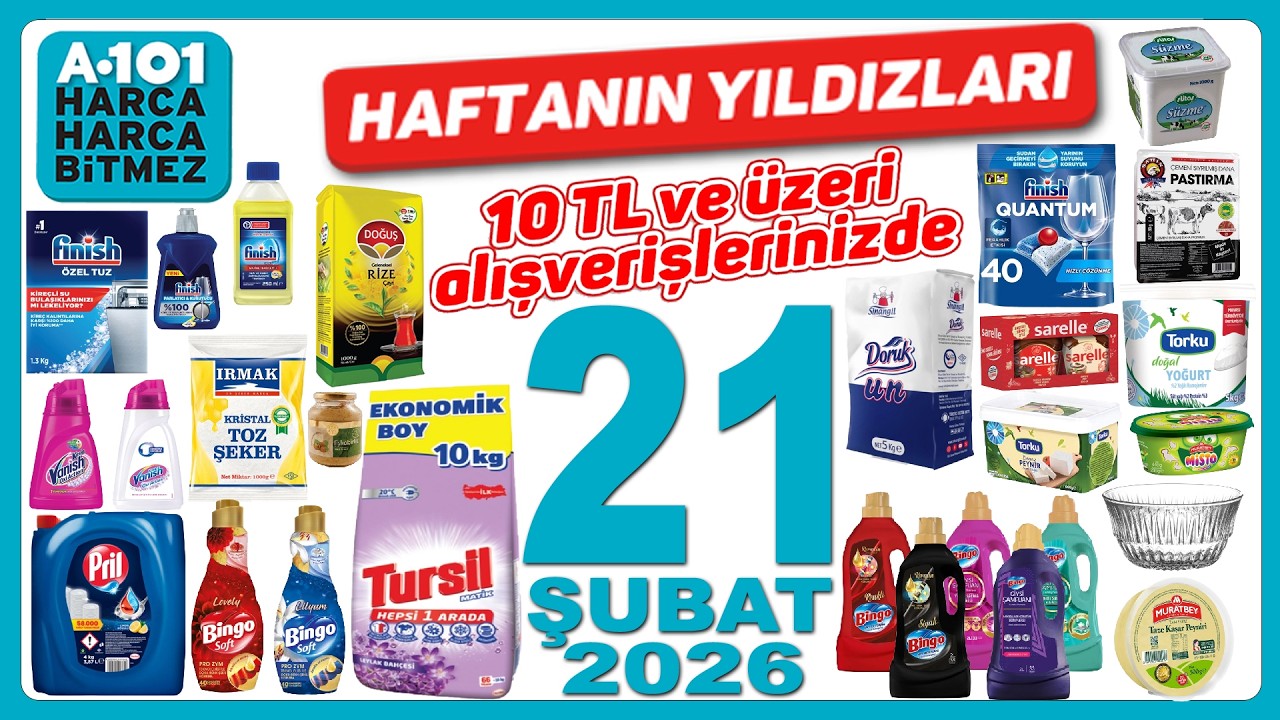 A101 21 ŞUBAT 2026 | HAFTALIK İNDİRİMLER | A101 KAHVALTILIK GIDA TEMİZLİK İNDİRİMLERİ A101 BU HAFTA