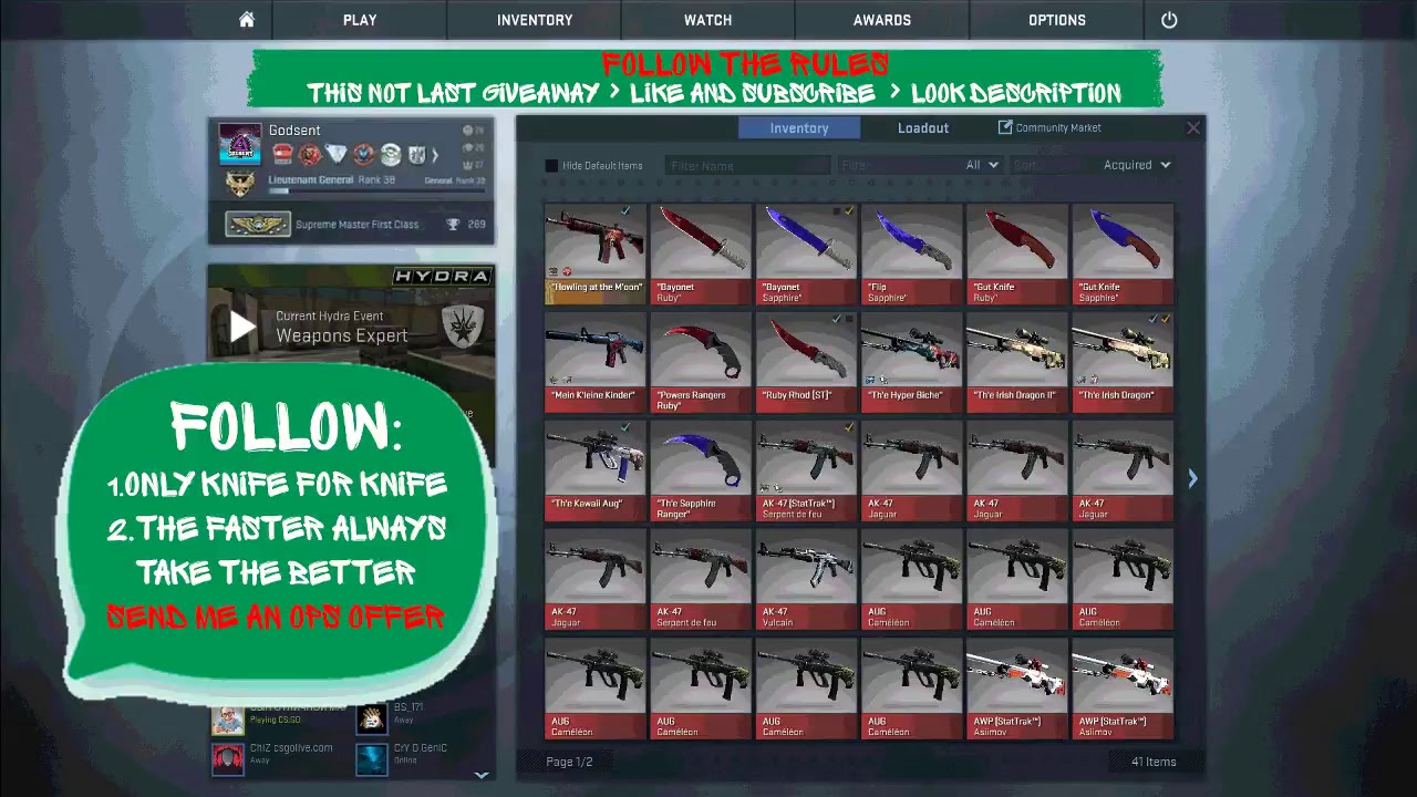 LIVE GIVEAWAY TOP SKINS - KNIFE FOR KNIFE -
