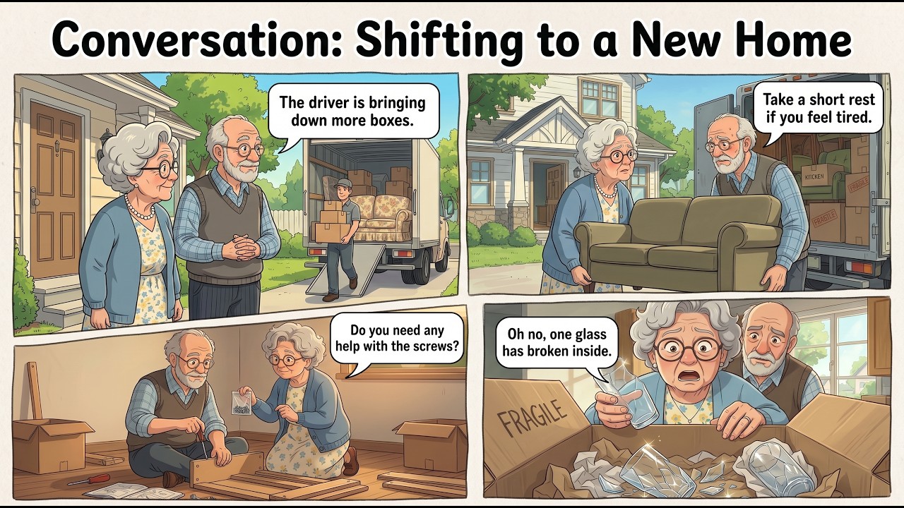 Conversation: Shifting to a New Home | Slow English Practice | Basic Spoken Story ||