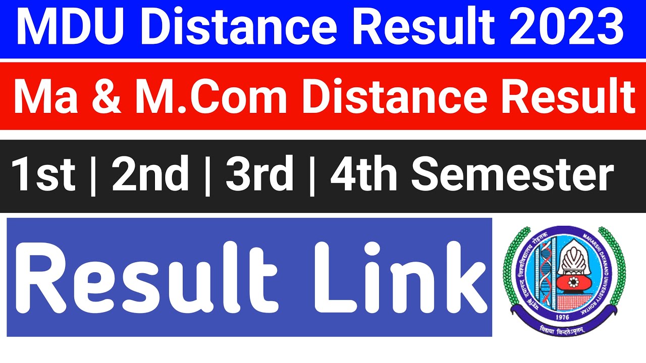 Mdu Distance MA History result 2023 | Mdu Distance Mcom Result 2023 | Mdu Ma distance 1st sem result