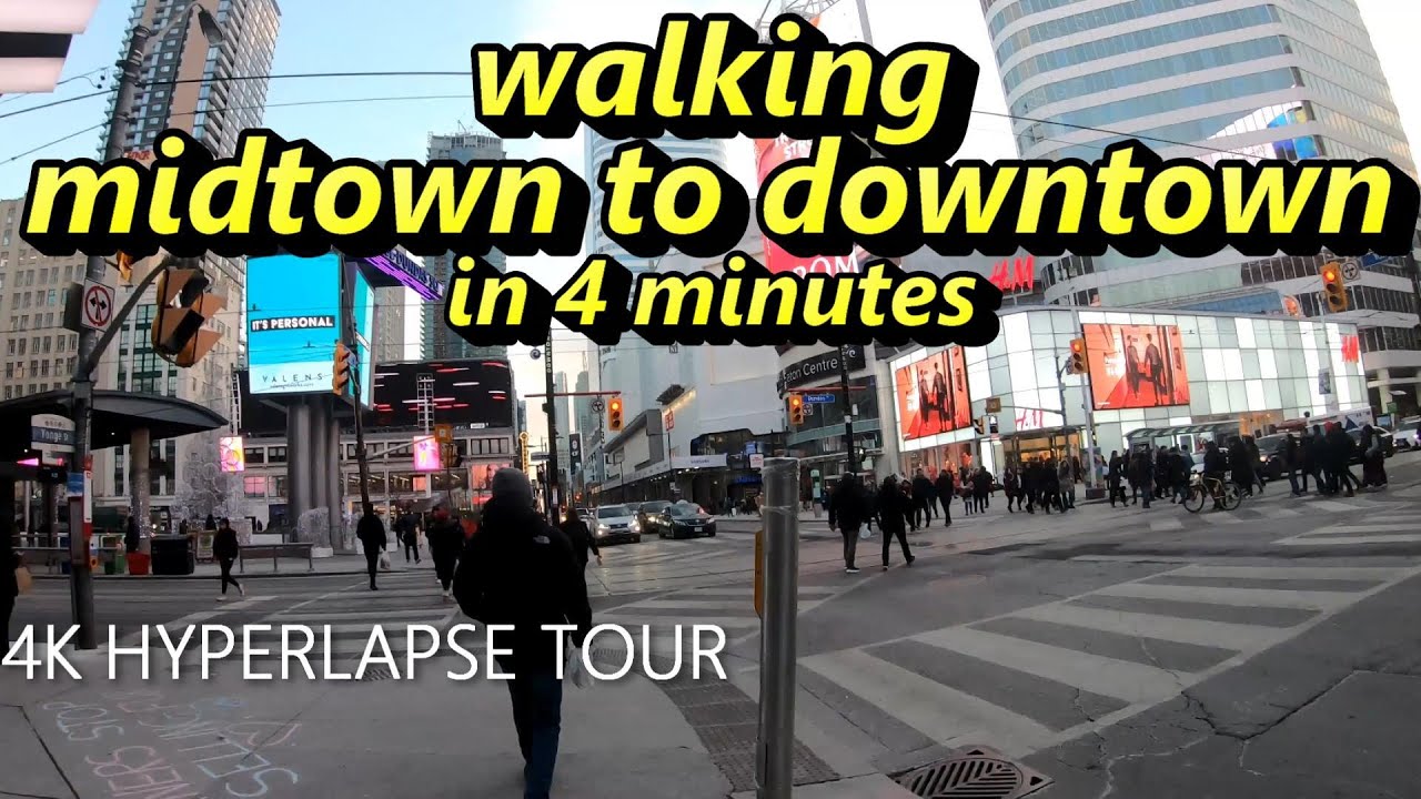 Walking from from midtown to downtown Toronto in 4 minutes! - Hyperlapse [4K]
