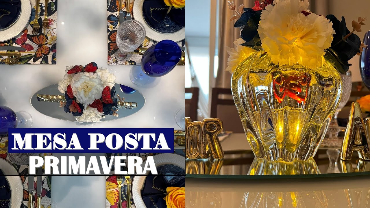 MESA POSTA PRIMAVERA COM FLORES E BORBOLETAS