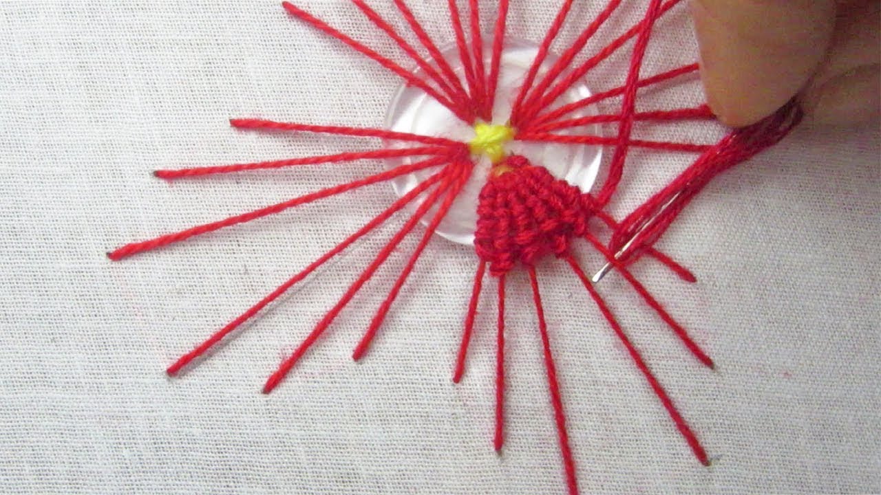 Hand Embroidery, Amazing Button Embroidery, Beautiful Flower Trick