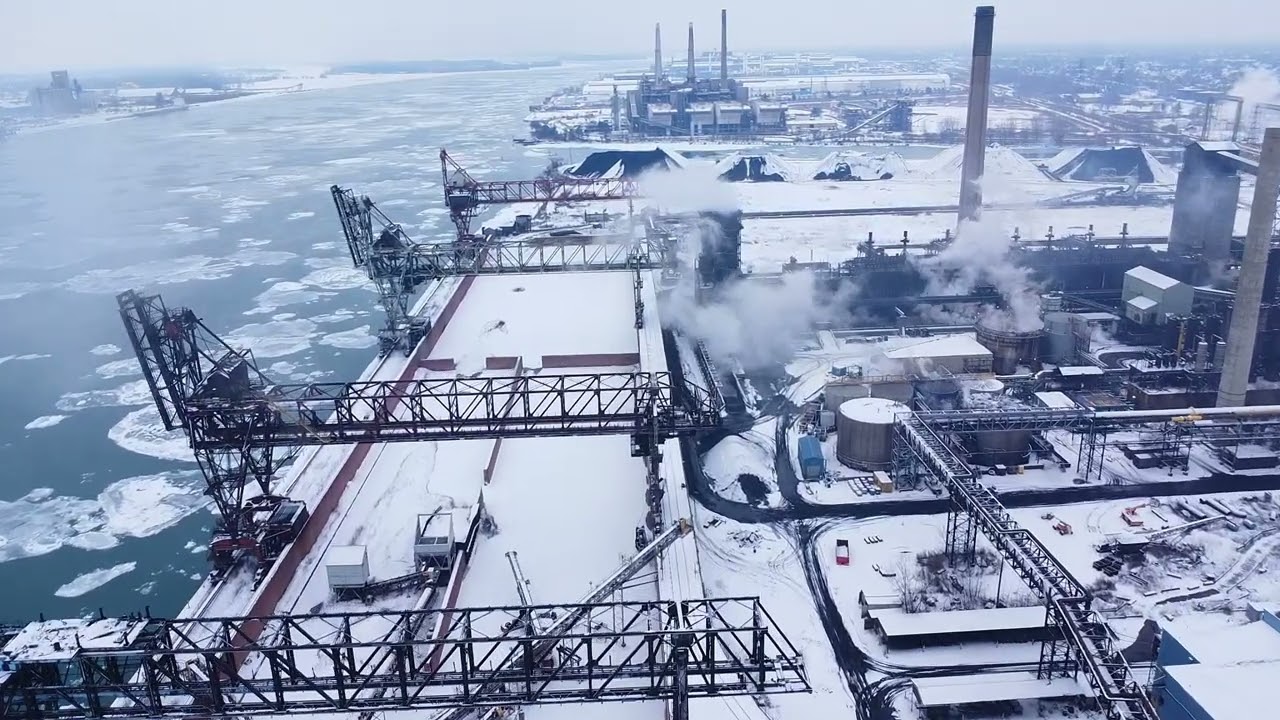 Zug Island River Rouge Michigan home of EES Coke battery and USS steel plant (currently shut down)