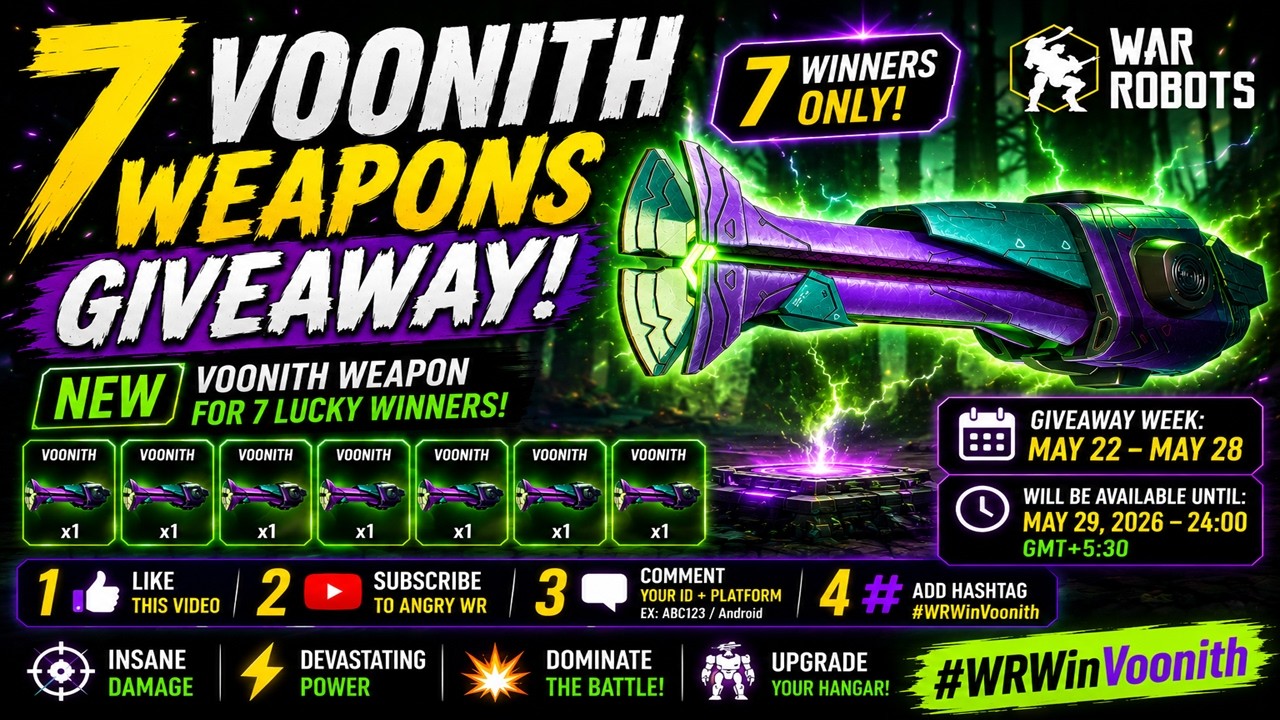 7 Voonith Weapons Giveaway | 7 Winners Only! War Robots #WRWinVoonith