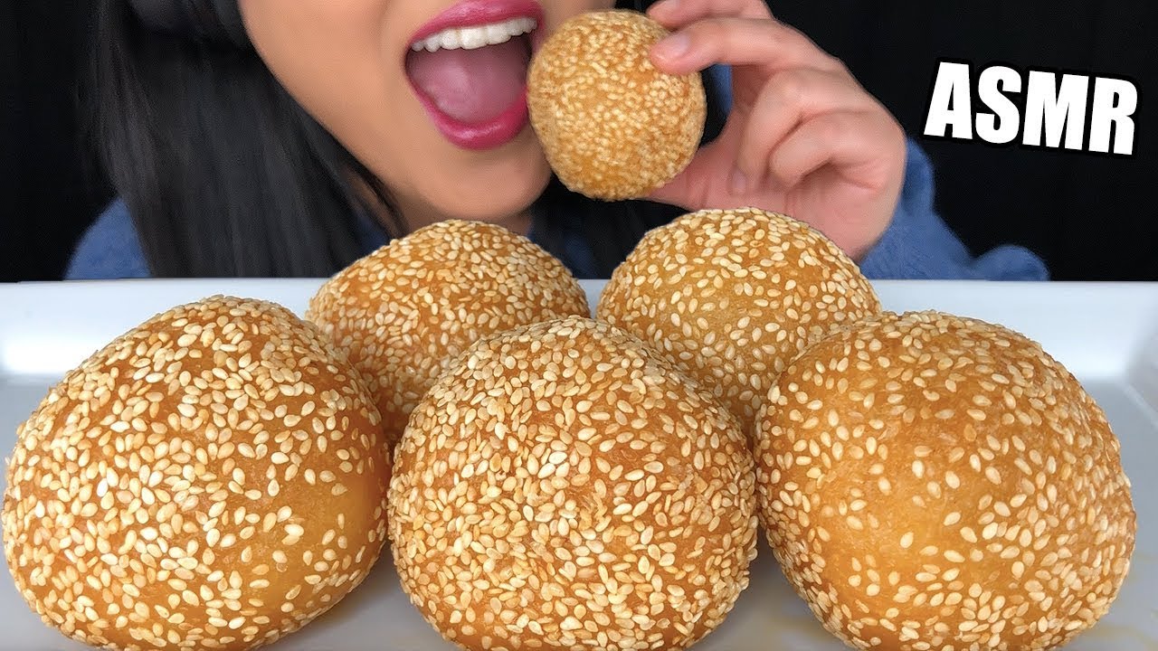 ASMR FRIED SESAME BALLS (Crunchy Eating Sounds) | Bánh Cam *No Talking* | ASMR Phan