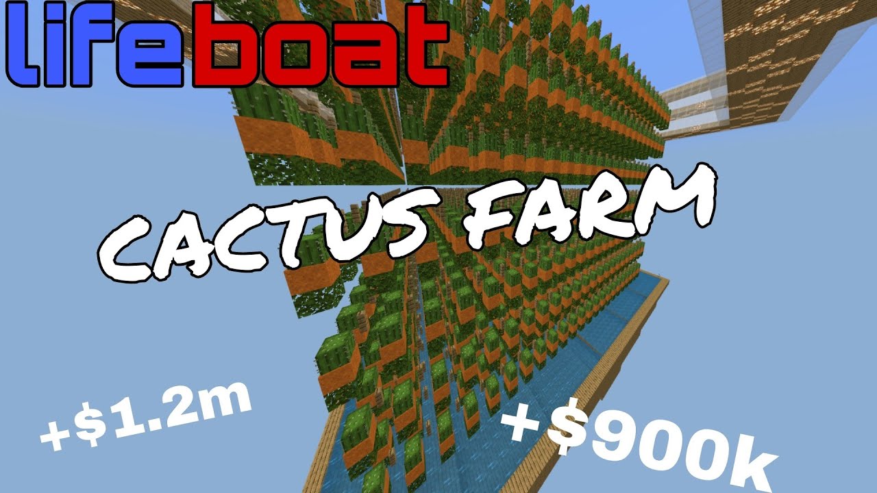 Как построить ферму кактусов в Lifeboat Skyblock 2.0