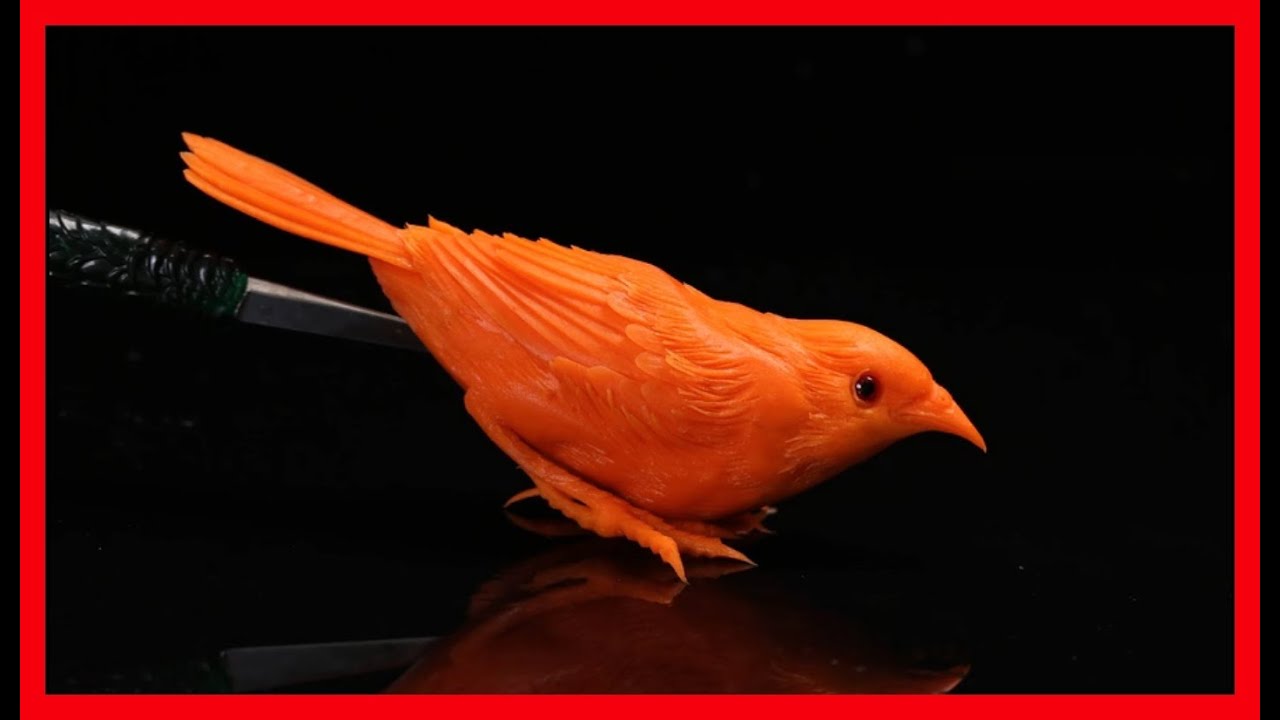 Art carvings of fruits and vegetables. sculpture bird.