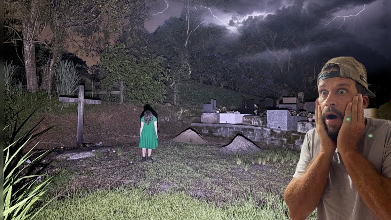 MULHER DE VERDE APARECE DE FORMA ASSUSTADORA NO CEMITÉRIO 
