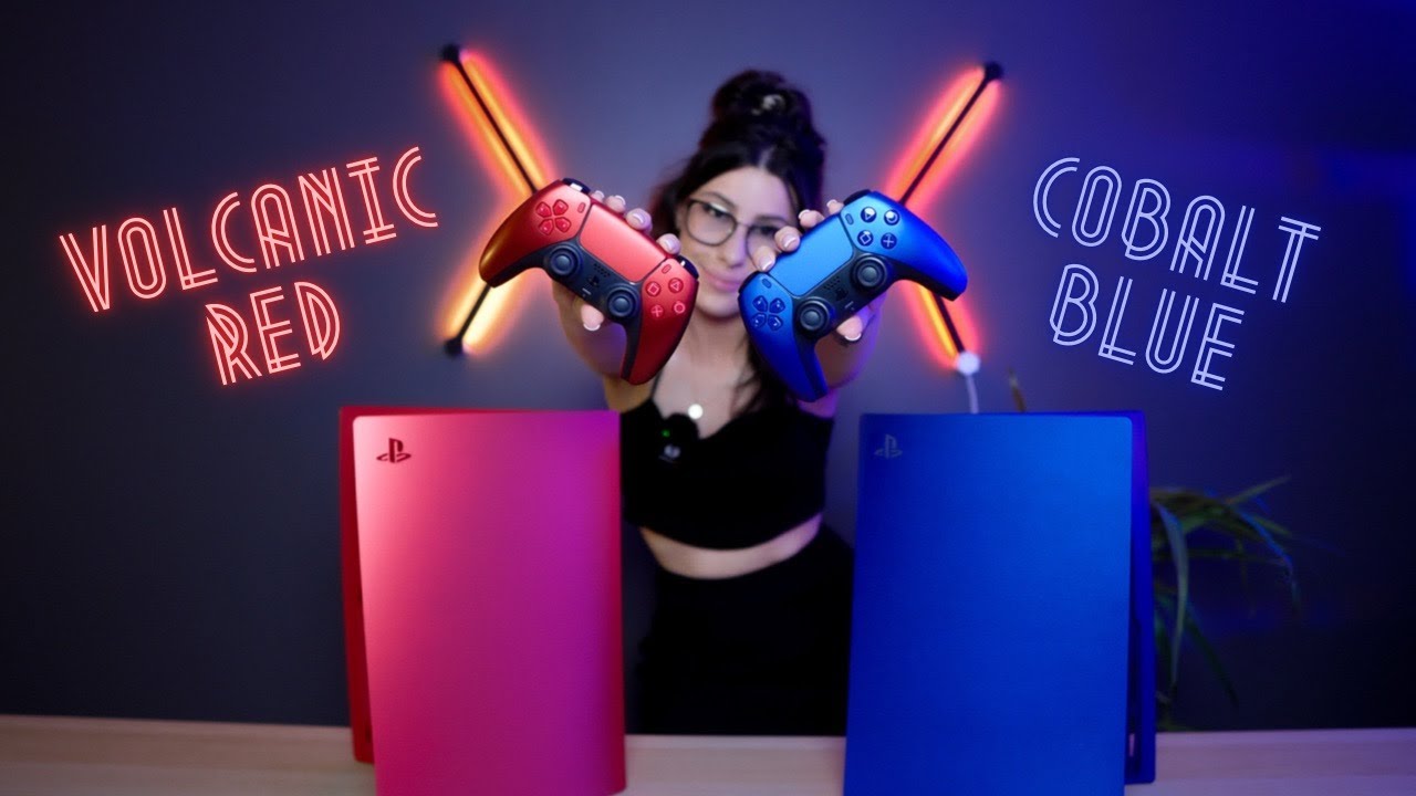 NEW Metallic PS5 Cobalt Blue and Volcanic Red Controllers and Cover Plates