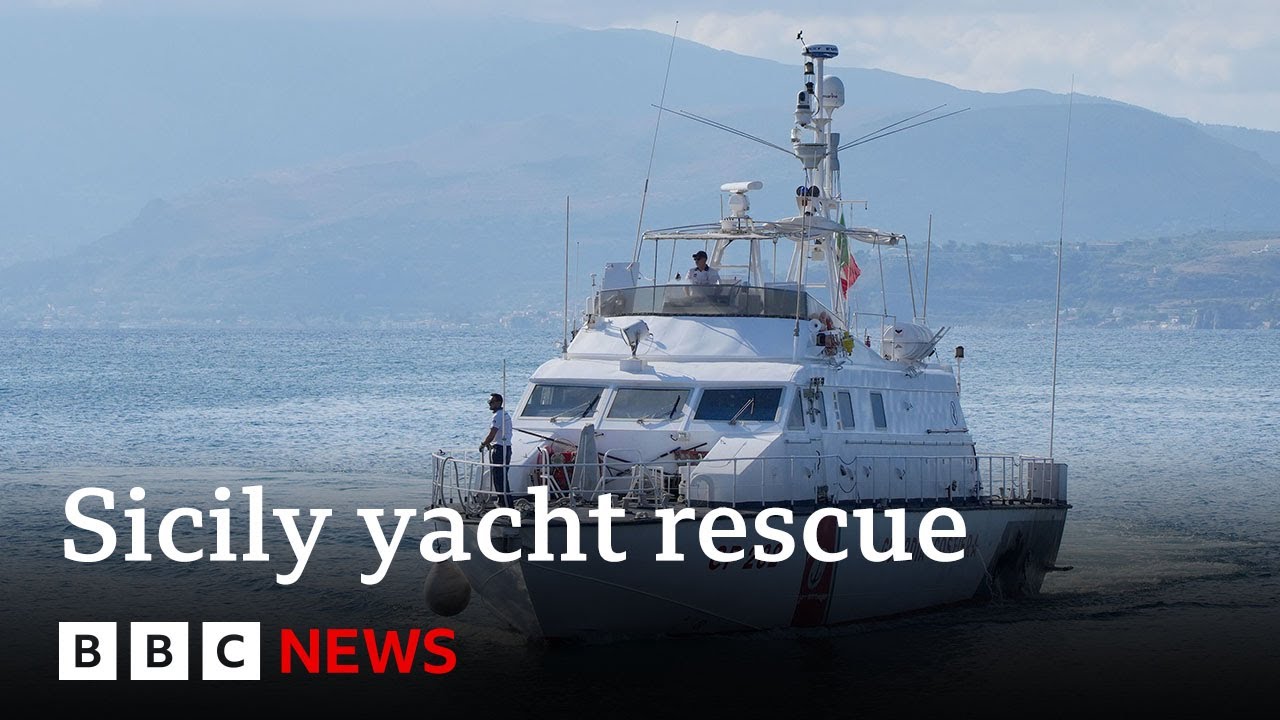 Rescue teams to try entering sleeping cabin of sunken Sicily yacht | BBC News