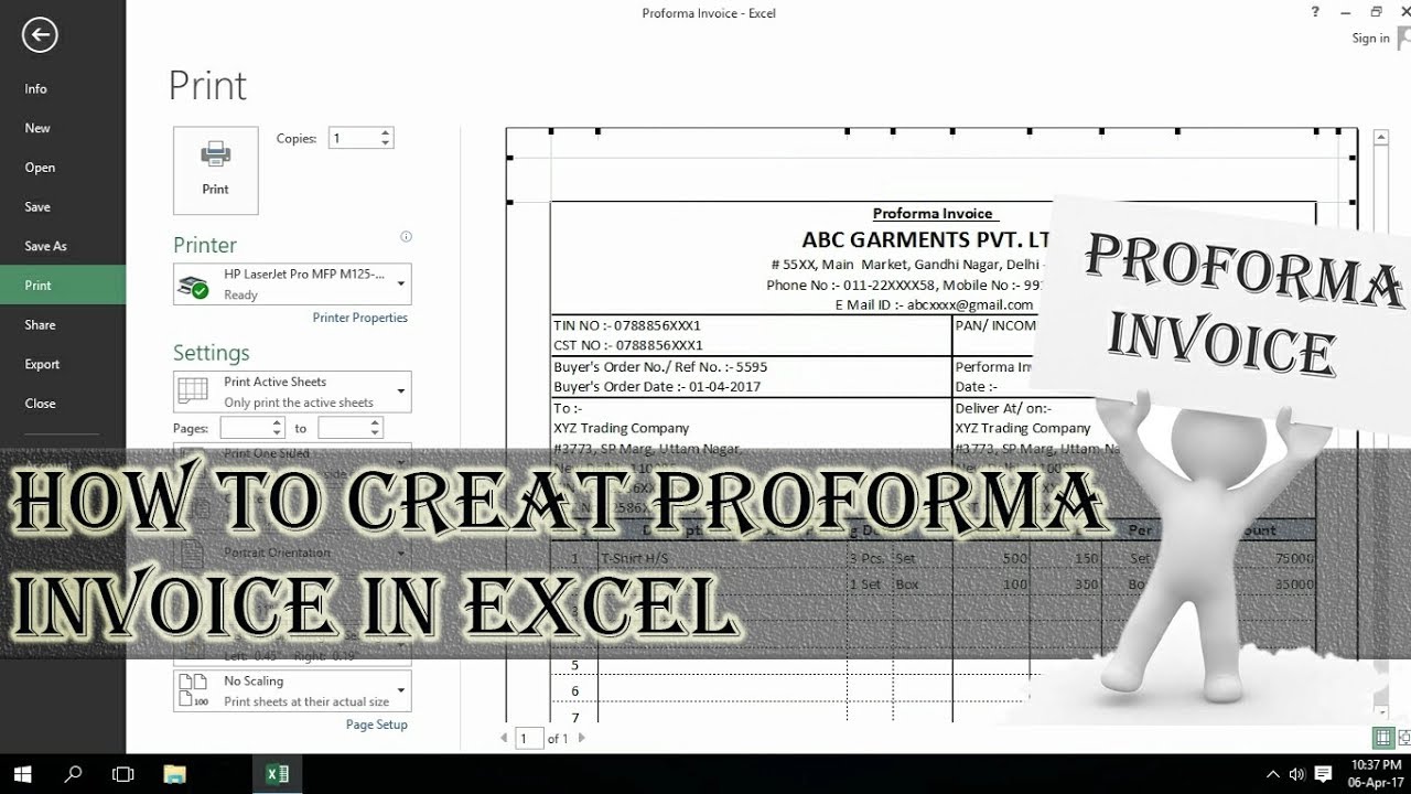 Proforma Invoice | How to Create proforma Invoice In Excel