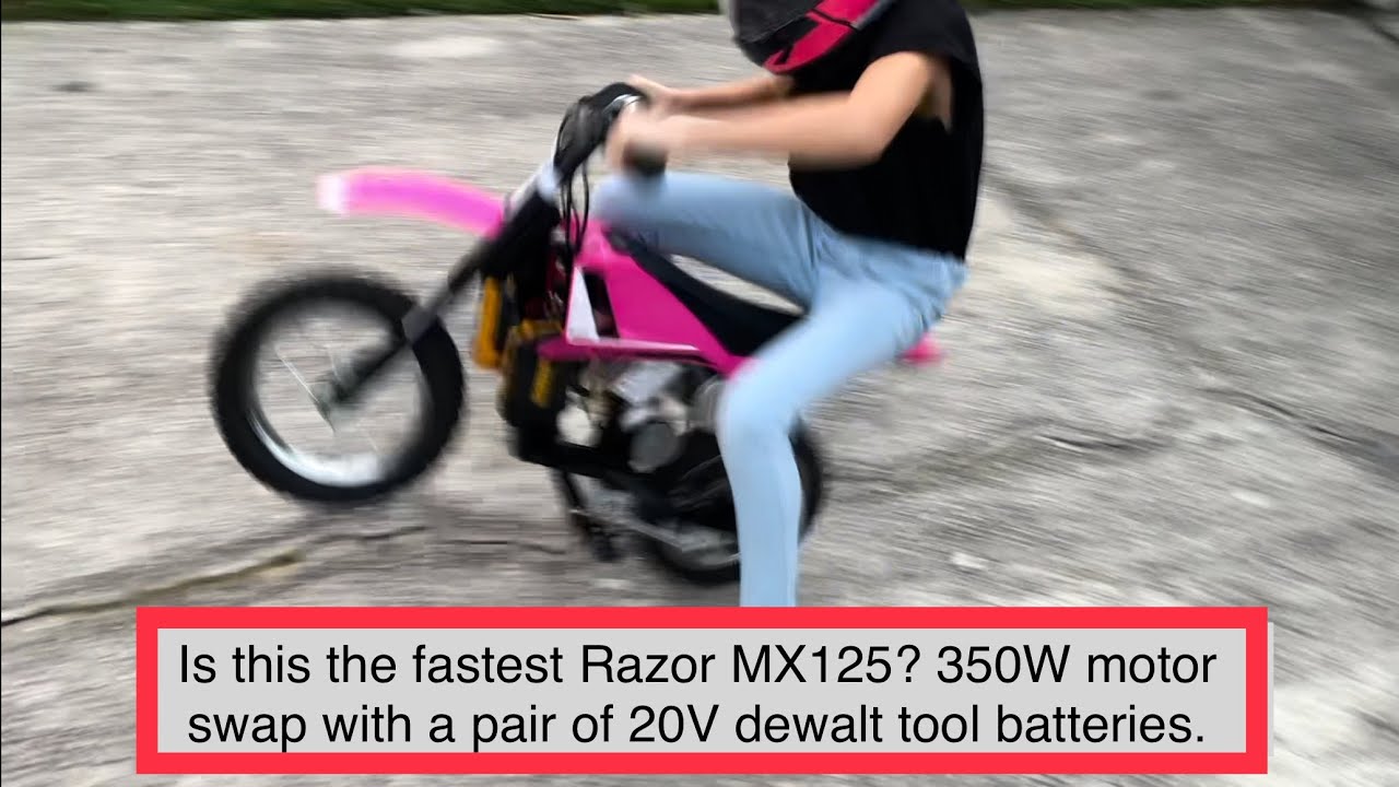 Fast Razor MX125 with 2 Dewalt 20V batteries. 40V 350W motor swap upgrade conversion, Pops Wheelies