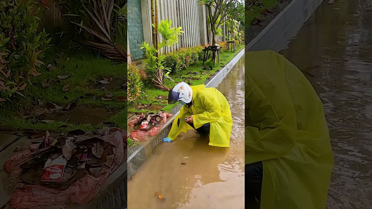 Removing Thick Debris From a Storm Drain #satisfying #stormdrain #flooding #drainage #flood